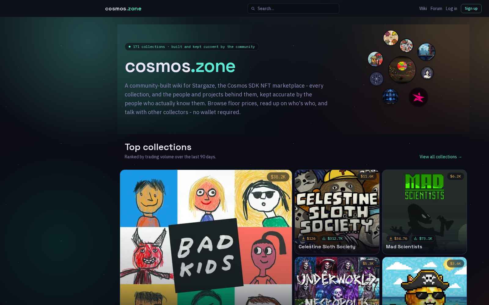 Cosmos.Zone — Stargaze NFT collection catalog
